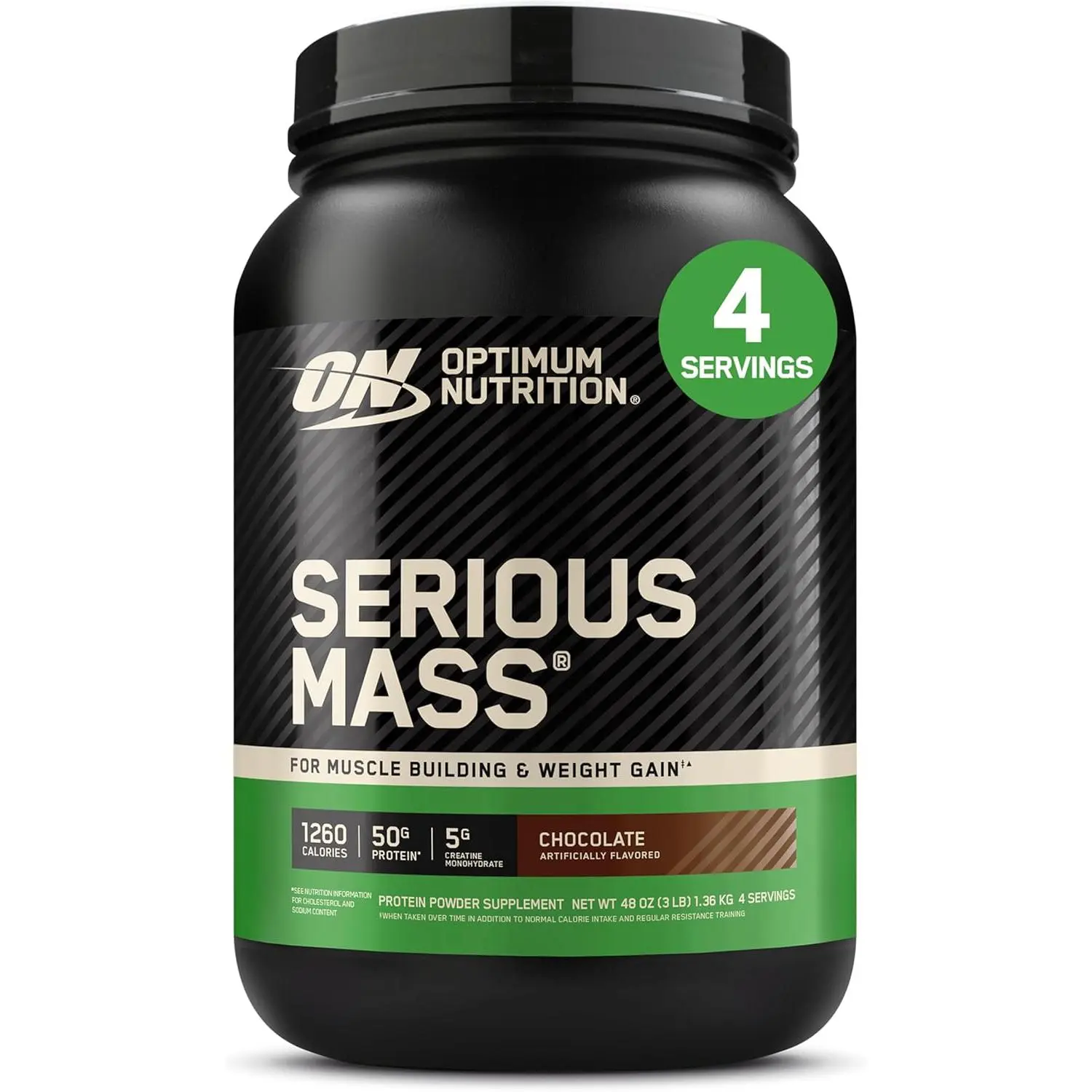 Optimum Nutrition Serious Mass Weight Gainer Protein Powder, Chocolate, 3LB | Weight Gainer Protein Powder, Mass Gainer with Whey Protein, Creatine, Glutamine, BCAAs, Vitamins & Minerals, Easy Mixing