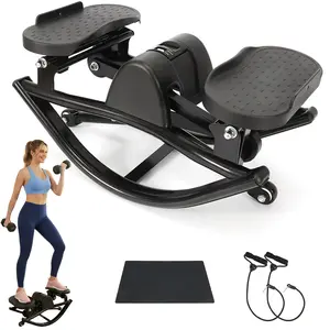 Lateral Rocking Stepper Machine for Home Gym – Side to Side Stepper with Digital Monitor and Resistance Bands, Quiet Low Impact Exercise Equipment for Legs, Glutes and Core, 250LBS Capacity