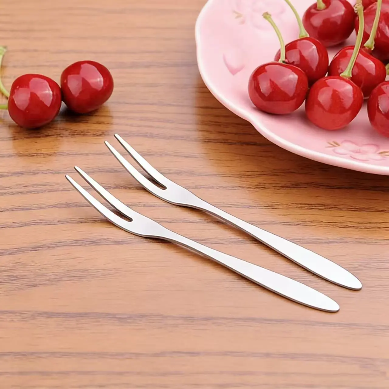 2pcs Stainless Steel Fruit Forks, Mini Dessert Forks, Modern Outdoor Picnic Reusable Forks