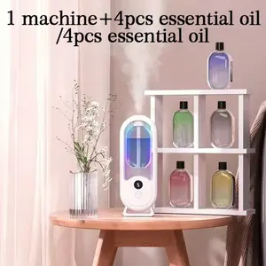 50ml Rechargeable Aromatherapy Machine, 1 Count Ultrasonic Timing Automatic Spraying Fragrance Air Purifier with Oil, Aromatherapy Machine for Home Office Dormitory Hotel+4pcs 50ml essential oil/4pcs 50ml essential oil