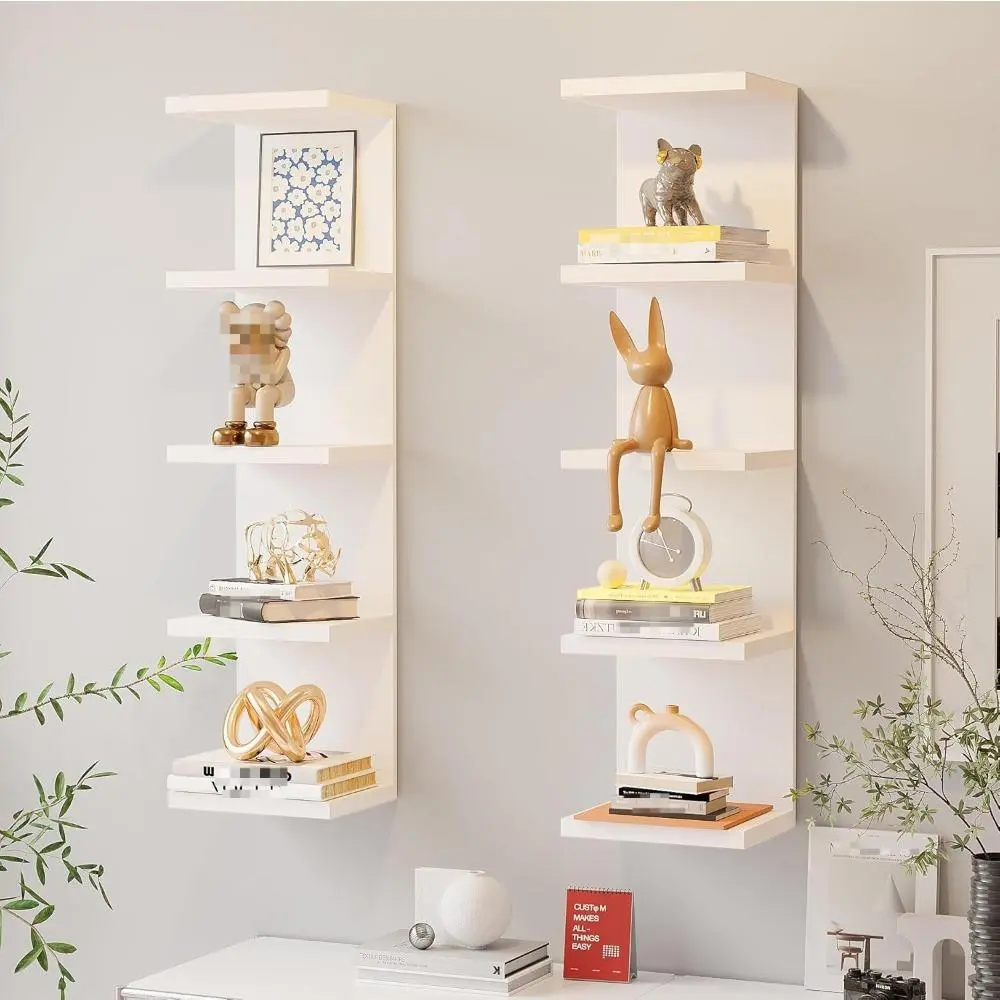 Wall-Mounted 4-Tier Wood Cubby Shelf Rack - Multi-Tier Space Saving Design Modern Organizer, Living Room Decorations, Shelves for Bedroom, Bedroom Storage Home Solution