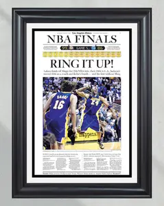 2009 LA Champions Framed Newspaper Front Page Print Kobe Bryant Staples Center