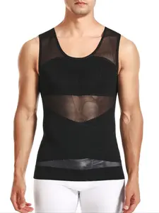 Men's Solid Color Shapewear Tank Top, Breathable Shaper Top, Men's Shirt for Body Shaper Slimming Vest Tight Tummy Underwear Tank Top, Compression Tops, Shapewear Garment