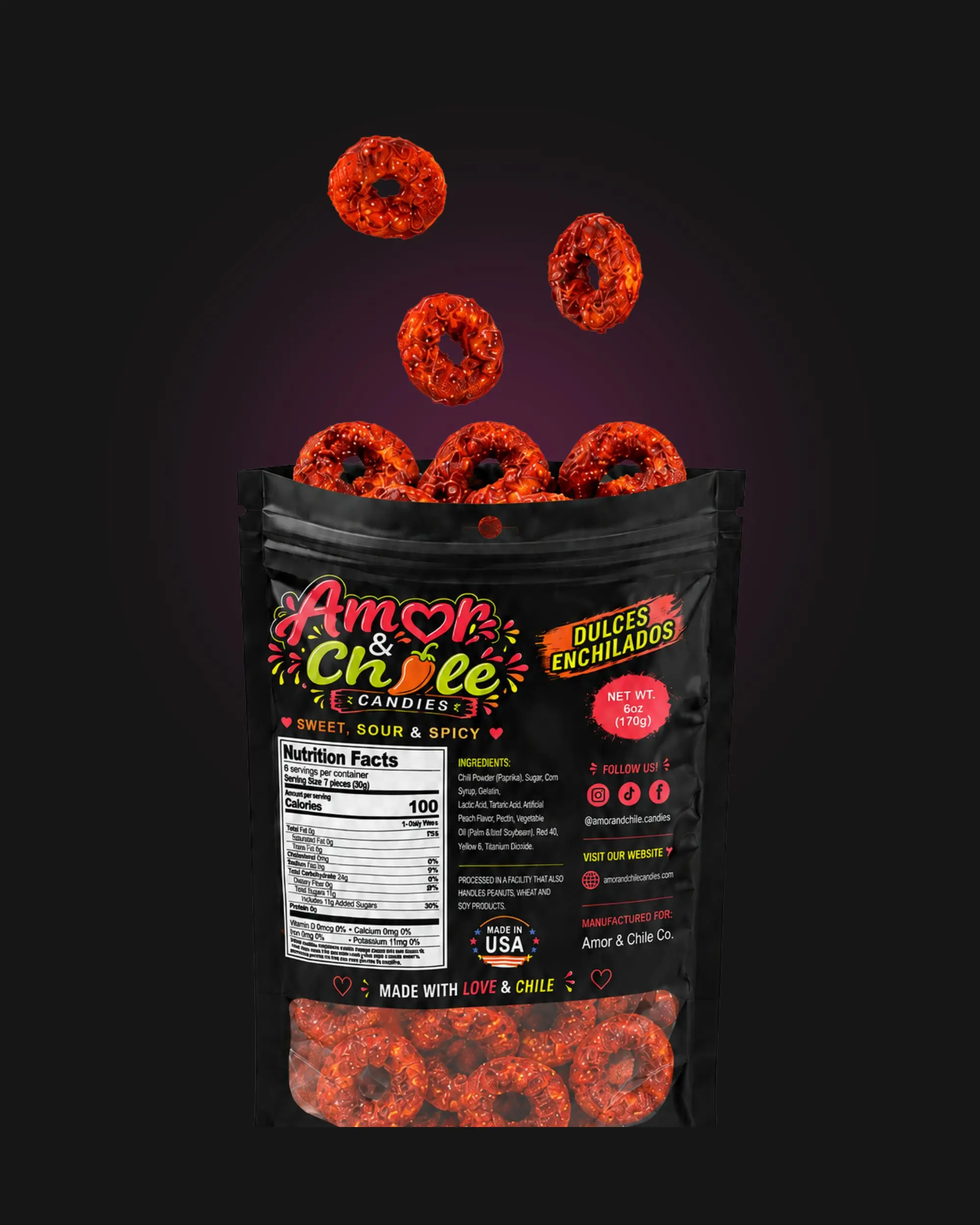 Chamoy peach ring - 6 oz.