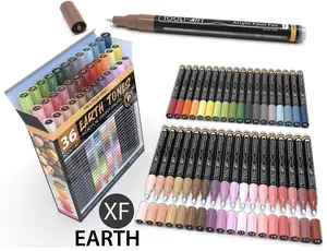 36 Acrylic Paint Pens Earth Tones (Pro Color Series Marker Set) (0.7mm EXTRA FINE)