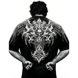 Breathedivinity Men's Compression Long Sleeve Gym Shirt Quick Dry Breathable Athletic Workout Top Gothic Lightning Print Muscle Fit Fitness Tee