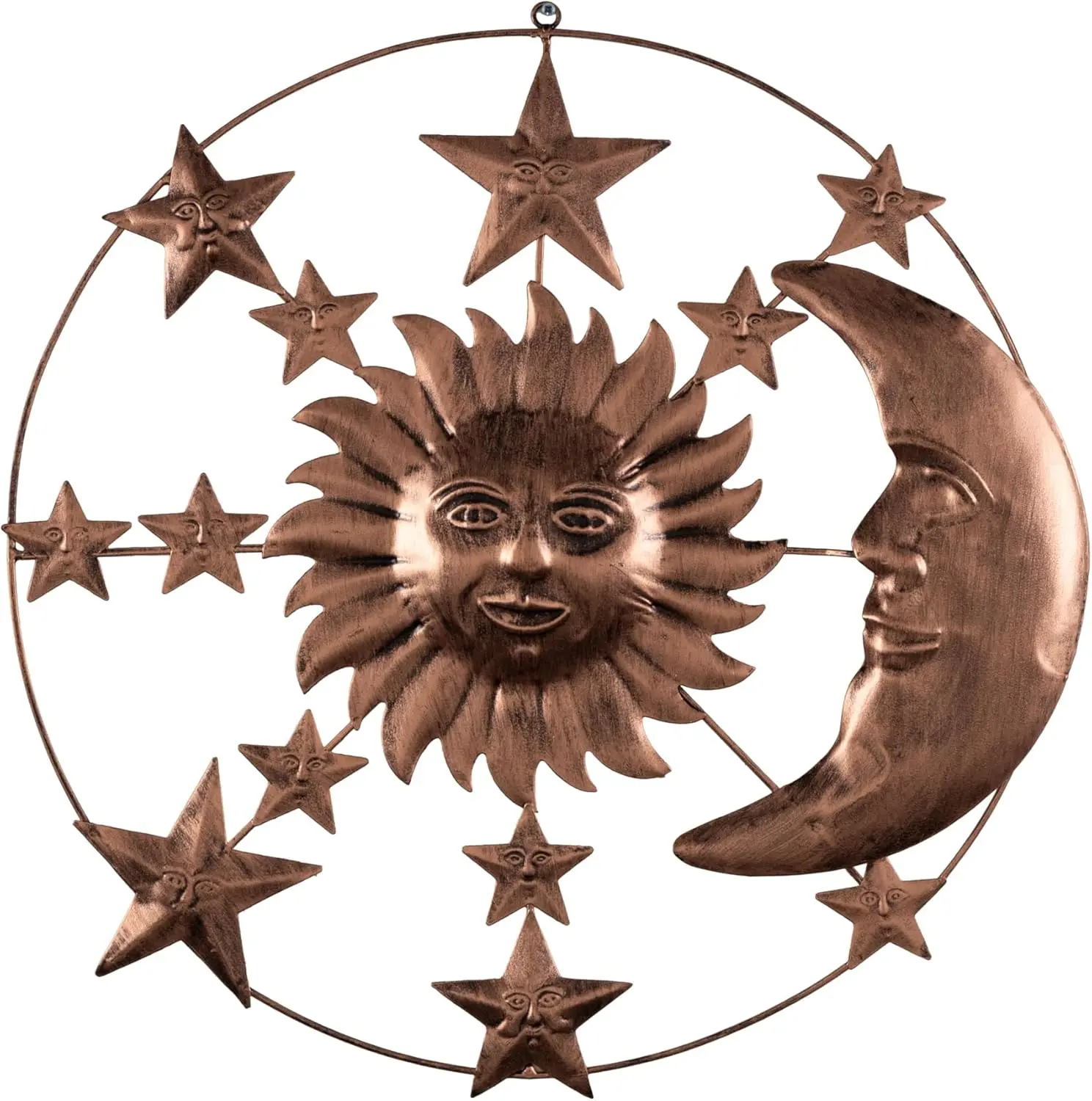 Deco 79 Metal Sun and Moon Home Wall Decor Indoor Outdoor Wall Sculpture with Stars, Wall Art 21" x 1" x 21", Bronze
