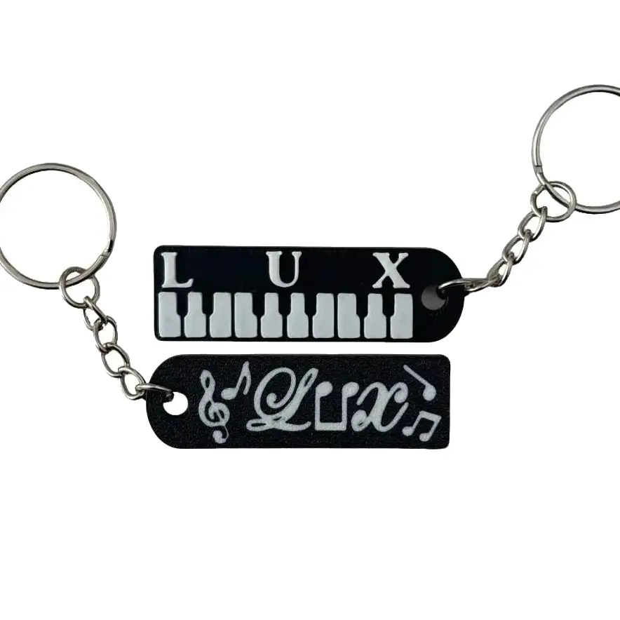 LUX Keychain - Singer Artist Keychain with Piano Keys Design and Musical Notes