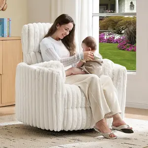 [Summervibes] AMERLIFE Power Recliner Nursery Chair for Adults, Electric Swivel Rocking Glider with USB & Type-C, Soft Fabric Armchair with 2 Pillows, Cozy Reclining Sofa for Living Room, Bedroom