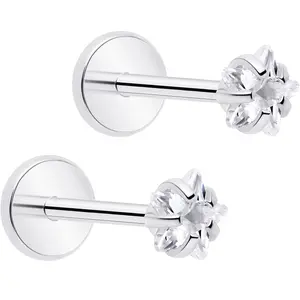 3mm CZ Star Flat Back Stud Earrings - 1 Pair