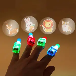 Cartoon Projector LED Finger Ring Lamp Toys Finger Light Laser Kids Favor Various Patterns for Festival Party Decorations Activities Supplies for Children's Gift Portable