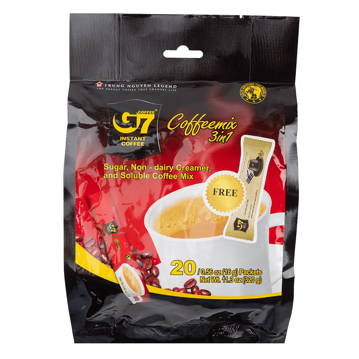 G7 Instant Coffee 3 in 1 Coffee Mix, 20 packets (servings) per Bag - Popular Vietnamese Coffee G7 Instant Coffee 3 in 1 Coffee Mix, 20 packets (servings) per Bag - Popular Vietnamese Coffee