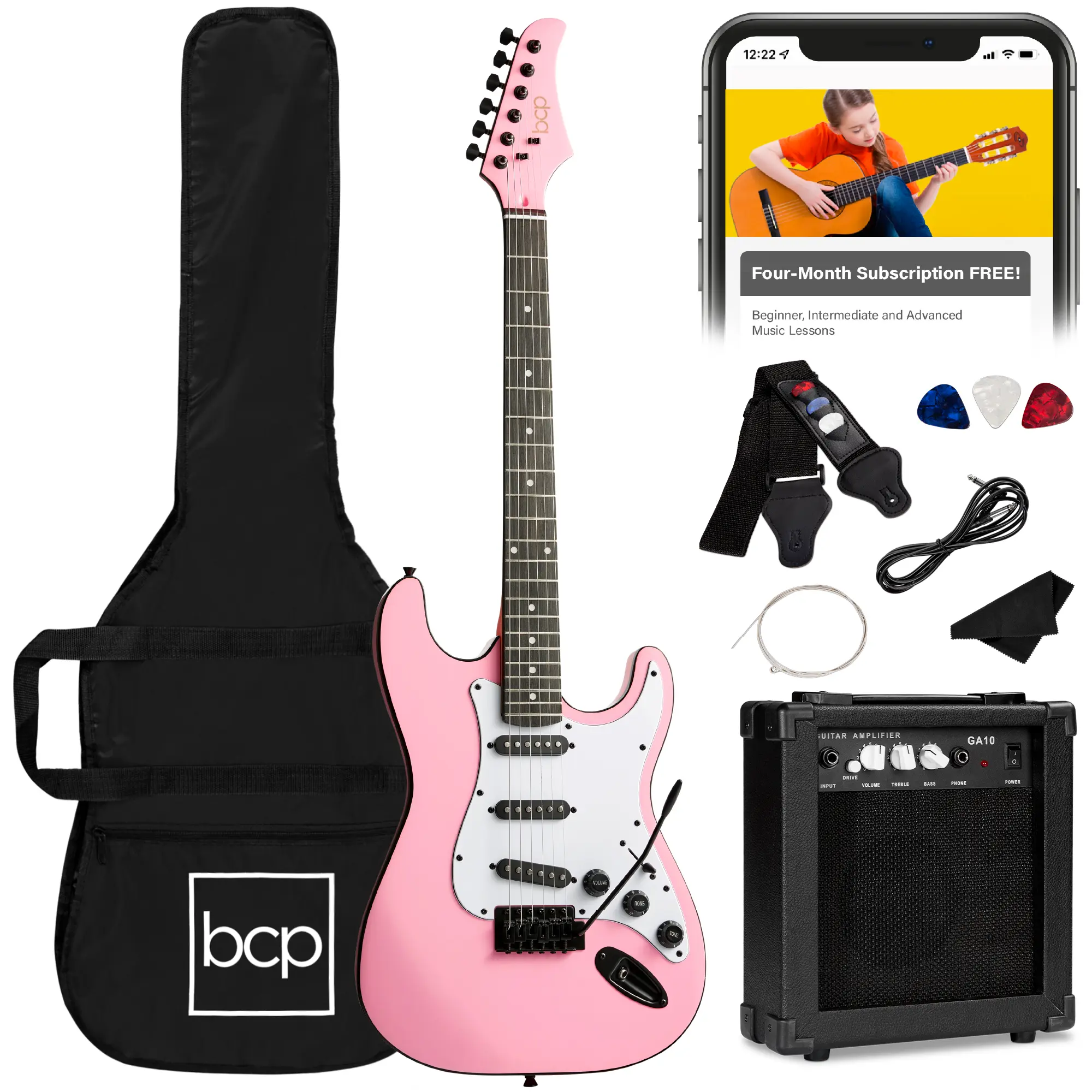 Best Choice Products 39in Full Size Beginner Electric Guitar Kit with Case, Strap, Amp, Whammy Bar Best Choice Products 39in Full Size Beginner Electric Guitar Kit with Case, Strap, Amp, Whammy Bar