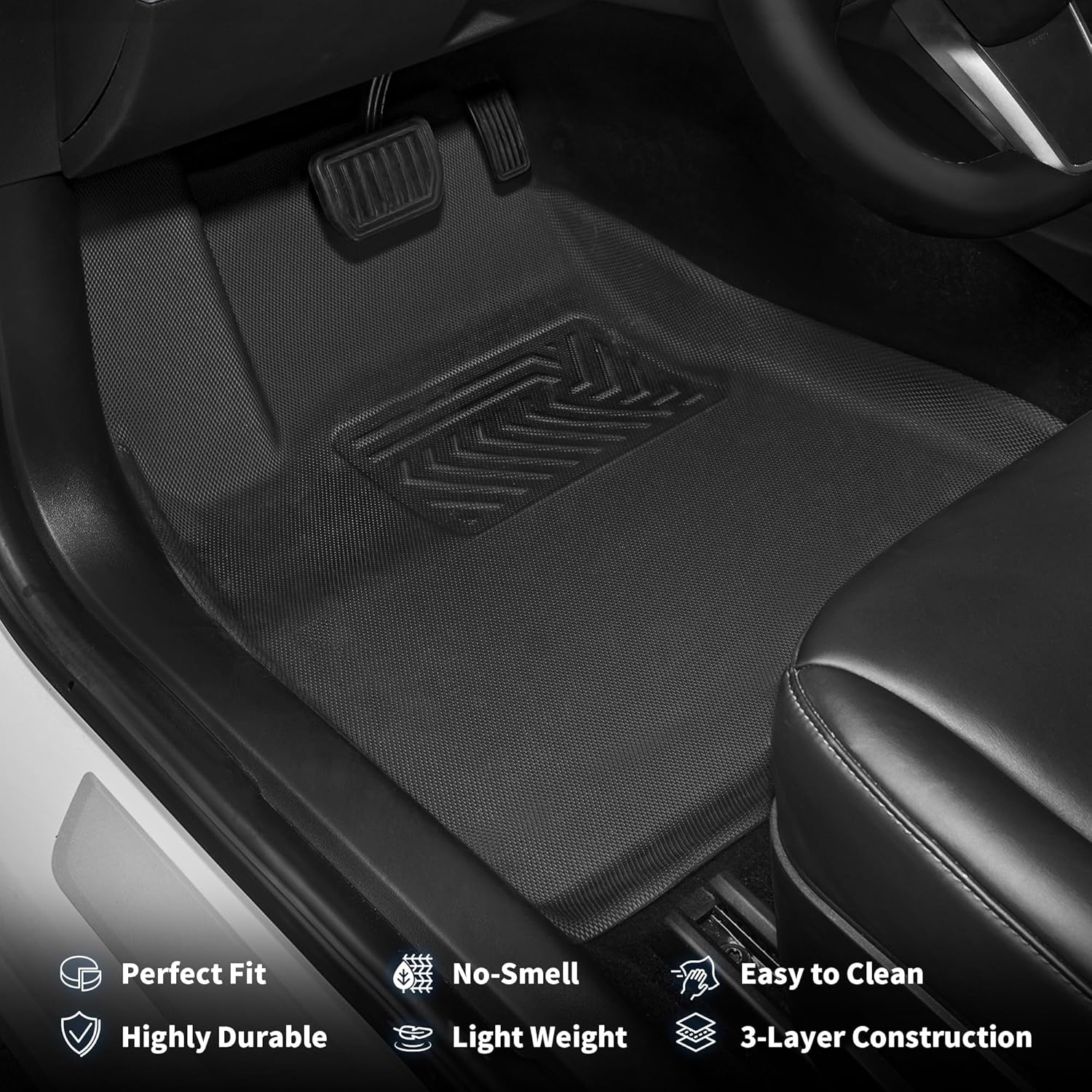 YITAMOTOR All-Weather Floor Mats for Tesla Model Y 2021-2024 7-Seats TPE Custom Fit Protector Set with Rear Backrest Mats & Cargo Liners 9 PCS