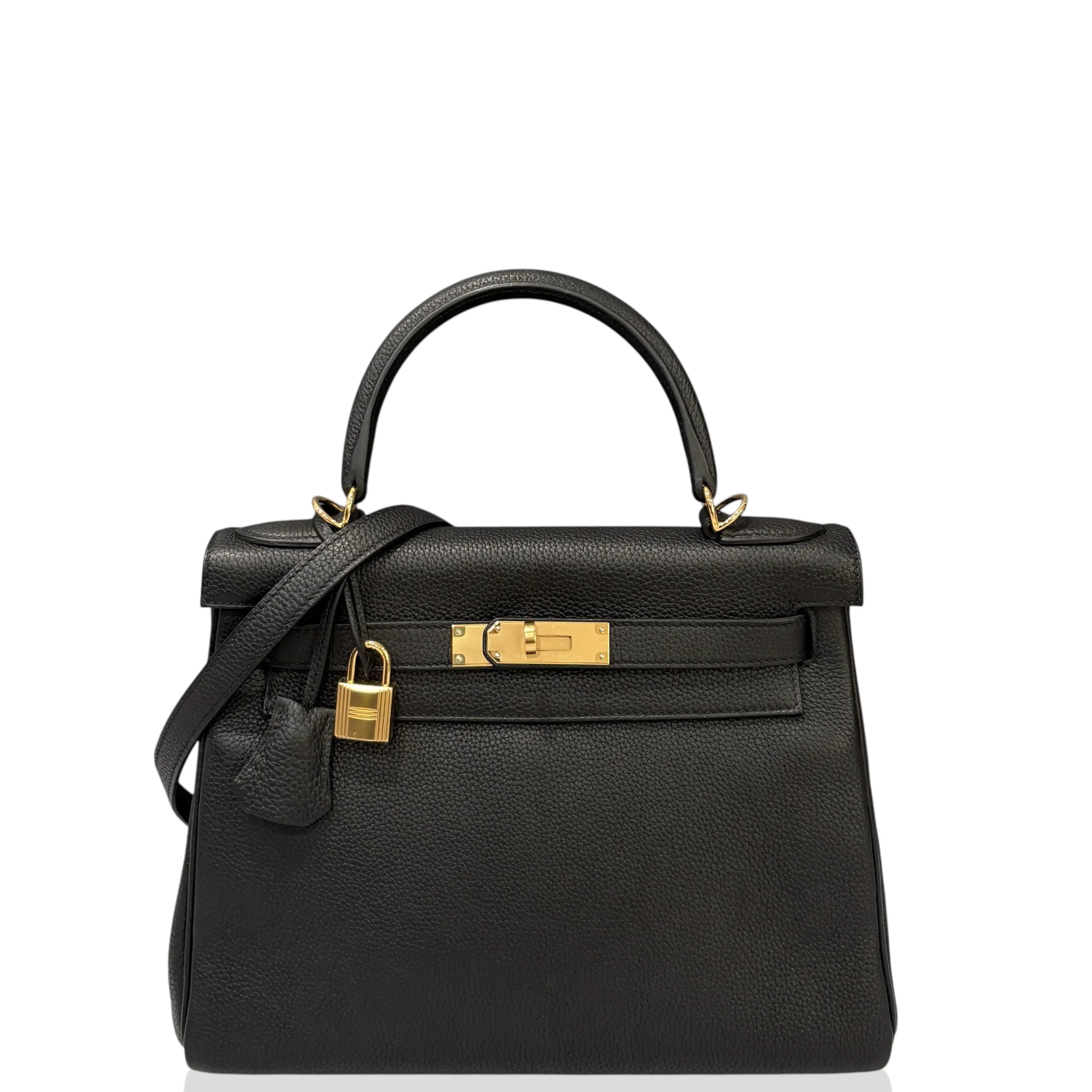Pre-owned HERMÈS Leather tote bags Hermes Kelly 28 Togo 89 Noir (gl022626d0)