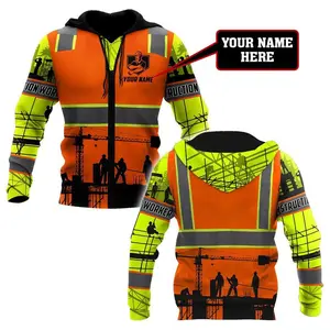 2026 Construction Worker Safety Custom Name 3D Print Unisex Hoodie Men Sweatshirt Streetwear Pullover Casual Jacket Long Sleeve Tops