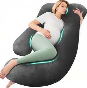 CHILLING HOME 58-Inch U-Shaped Plain Maternity Pillow, Full Body Comfort & Support for Pregnant Women, with Removable Cover for Easy Cleaning