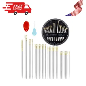 30-Count Steel Needles for Hand Sewing, 6 Sizes Large