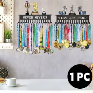 1PC Gold Silver Bronze Medal Trophy Display Rack, Metal Wall Mount Storage Shelf, Indoor Outdoor Sports Awards Holder Gift for Athletes