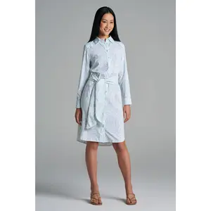 Women's Kitts Shirt Dress with Belt | Misty Aqua American Palm