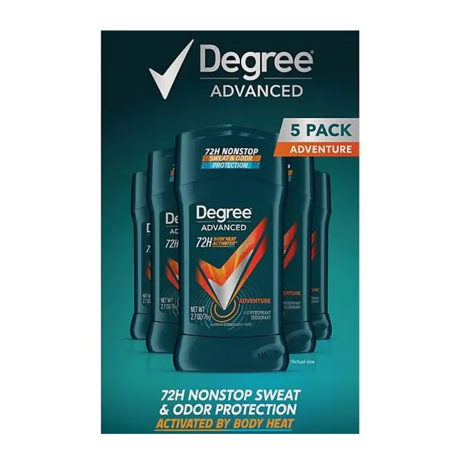 Degree for Men Advanced Protection Antiperspirant, Adventure, 2.7 oz., 5 Pack Extra Strength Deodorant