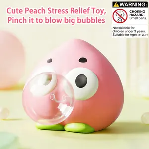 Kawaii Peach Bubble-Blowing Toy, Squishy Squeeze Fidget Toy, Interactive Toy for Daily Anxiety Relief, Fun Stress Reliever Gift