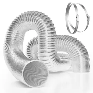 VIVOSUN Flex Air Aluminum Duct for Ventilation, 2 Clamps Included, Long Heavy-Duty Multi-Layer Dryer Hose Vent Kit, Duct Fan Systems