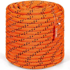 VEVOR Double Braided Polyester Rope, 1/2 inx 220 ft, 48 Strands, 8000 LBS Breaking Strength Outdoor Climbing Rope, Arborist Rigging Rope for Rock Hiking Camping Swing Rappelling Rescue, Orange/BlackVEVOR Super Brand Day