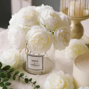 30-Piece Artificial Peony Flower Set, Artificial Flower Arrangements, Decorative Flowers, Wedding Party Decorations, Cake Topper, Home Living Room Table Centerpiece, Fall Decoration, Artificial Peony Bouquet