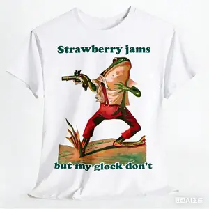 Strawberry Jams But My Glock Don't Shirt -Funny T-shirt Tshirt Tee T Tees Meme Unisex Men Women Ladies Adult Sayings