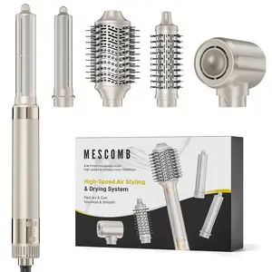 MESCOMB 5-in-1 Hot Air Styler Kit – 110,000 RPM Fast-Drying Dryer, Auto-Wrap Curlers, Straightening & Volumizing Brushes All-in-One