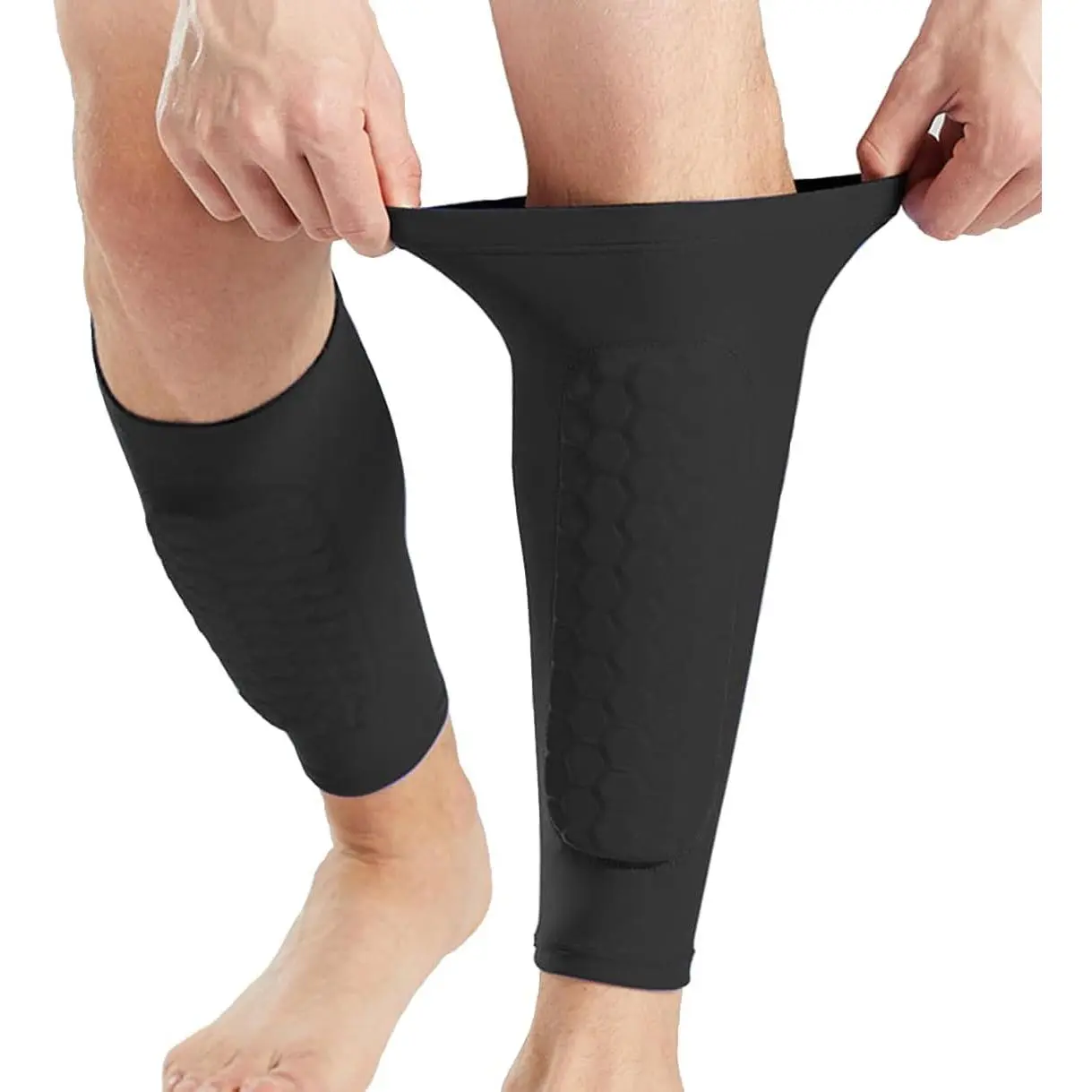 2 Pack Soccer Shin Guards Soccer Adult, Soccer Shin Guards for Kids Soccer Shin Pad with Honeycomb Pads, Shin Defender Shin Guard Sleeves, Ski Shin Guards Ski Shin Pads