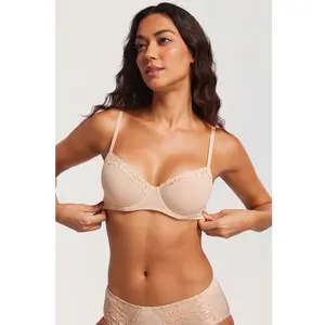 Women's Sheer Mesh Underwire Balconette Bra Sexy Unlined Demi Bra Floral Lace Trim