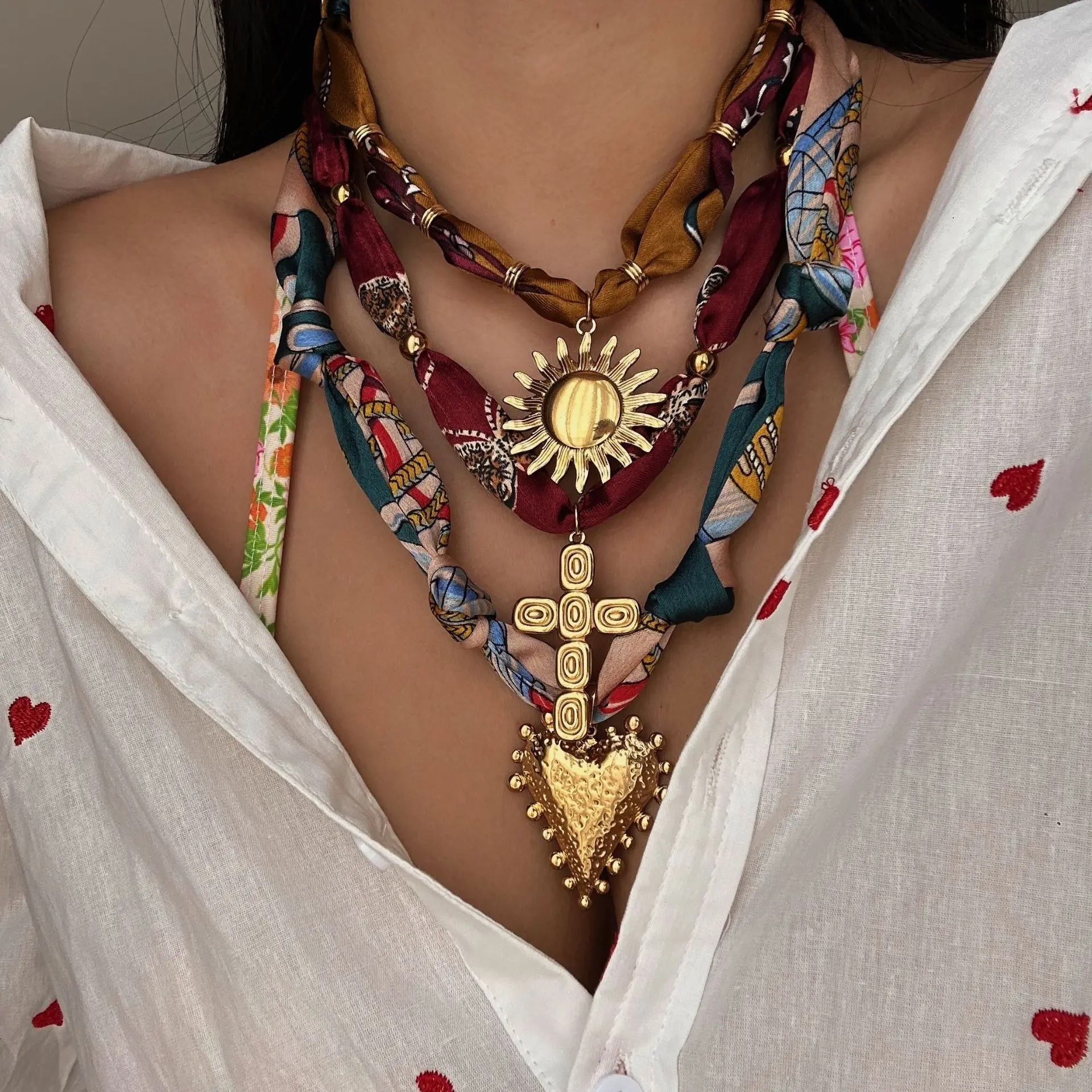 Women's Adjustable Scarf Lariat Pendant Necklace - Boho Twist, Chain Strap Design, Ideal for Layered Outfits, Boho Twist Necklaces, Chain Strap Necklaces