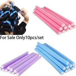 10 Random Color Sponge Hair Rollers, No Heat Curling Irons, Wave Styling Rods, Hair Dying Tools, No Heat Hair Roller