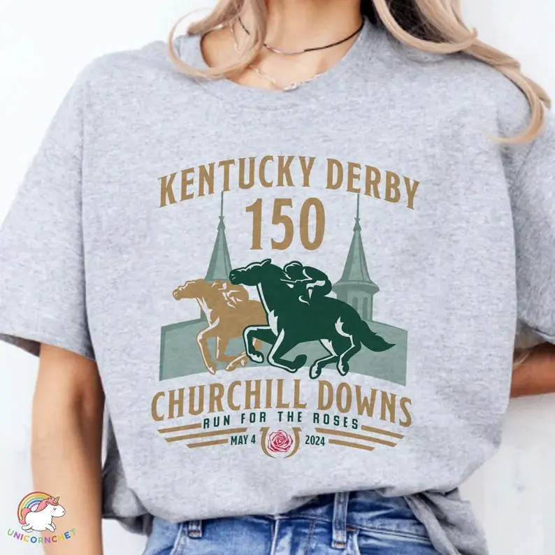 Kentucky Derby Churchill Downs 2024 Shirt, Run For The Roses Tee, 150th Kentucky Horse Racing Gift, KY Derby Horse Racing Weekend Tee