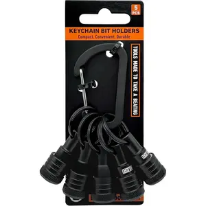 Bit Holder  5 count - 1/4 inch Hex Shank Bit Holders - Quick Release Bit Holder For Nut Driver,  & Drill Bits w/Key Chain Carabiner