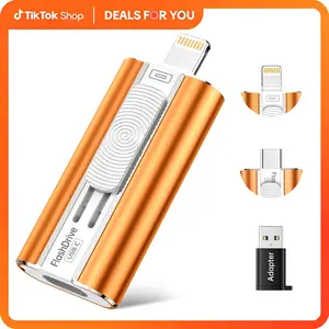 EATOP Flash Drive Intended for iPhone iPad, USB Photo Stick for Photo & Video Backup, External Phone Memory Storage, No App Required, Compatible with iOS, Android & PC, Bright Red