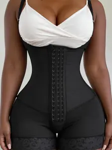 1 Count Women High Compression Fit Smooth Body Shaperwear, Fajas, 4-Hooks Closure Colombian Shapewear, Butt Lifting And Tummy Control Jumpsuit, Thigh Slimming Lingerie, Underwear, Body Shaper Romper, Waist Trainer, Classic Daily Wear, Training