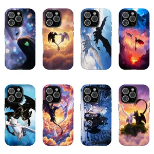 Toothless Dragon Double-layer durable phone Cases For iPhone 17 16 15 14 13 12 Promax Pro Plus, hard shell protection ,Unique design,best Gift