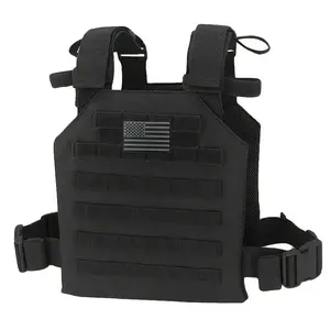 Adjustable Lightweight Tactical Vest With Flag Patch For Outdoor Hunting And Training