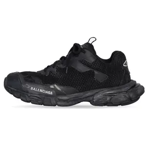 Balenciaga Track 3 Sneakers Women's Black Casual Fashionable Sports Shoes with Soft Comfortable Rubber Sole