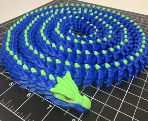 3D Printed LONG Dragon/Snake - PLA - Blue and Green - 5 Feet 4 Inches