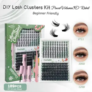 CoolleMi Rebel 189PCS DIY Lash Clusters Kit | 3D Wispy Eyelashes Extensions | Makeup Eyelash Extension | Waterproof Bond & Seal with Remover & Tweezers &  Brush   Cosmetic