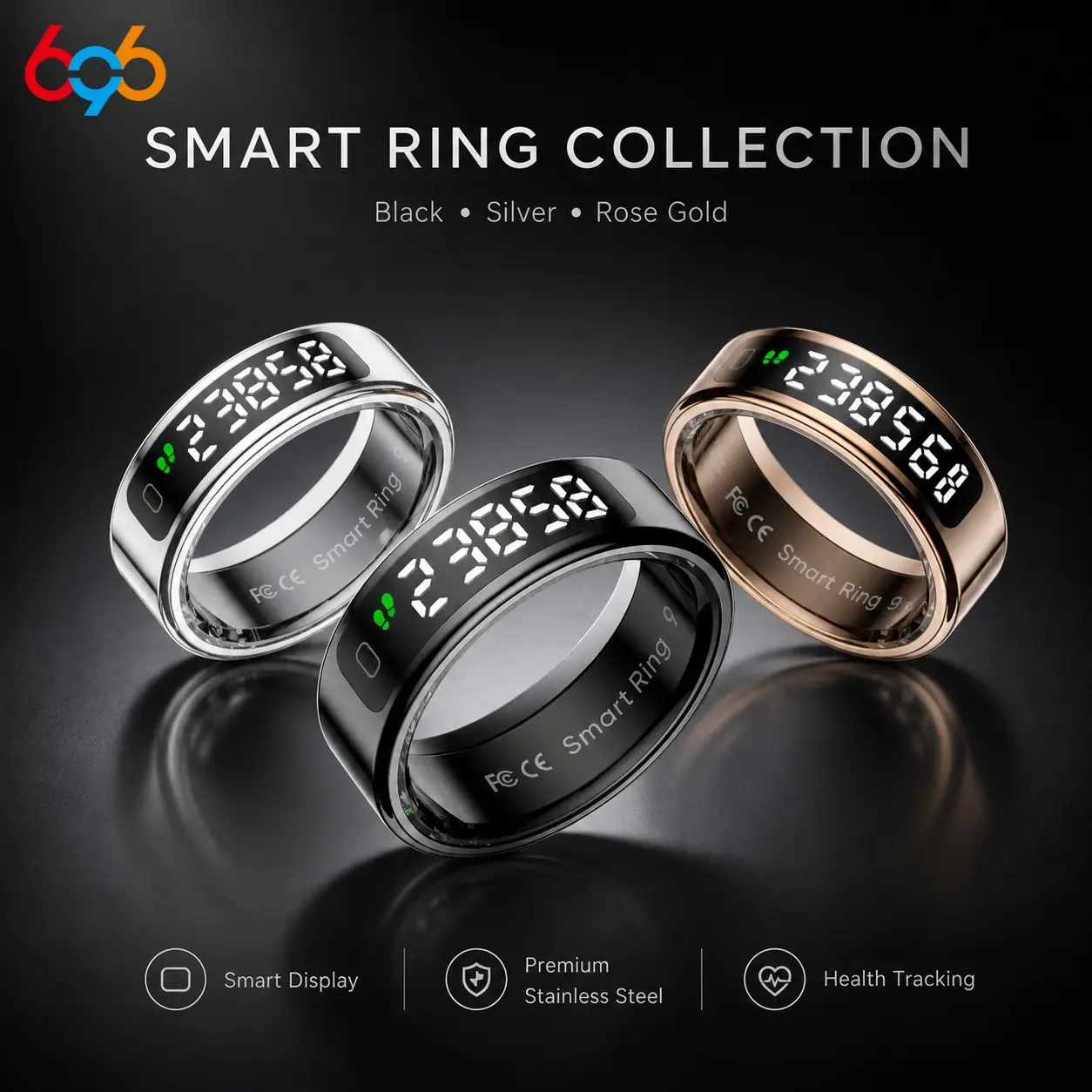 New R11 Smart Ring with Screen and Touch Qring Wireless Charging Health Manager, Heart Rate Monitor, Fitness Wearable, 1atm Waterproof, Fashion Design, Perfect Gift, Wearable Devices