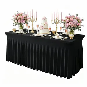 6FT Stretchy Spandex Tablecloth Cover, Wrinkle-Resistant Elastic Fabric, Ideal for Weddings, Parties, Graduations, All Seasons, Decoration