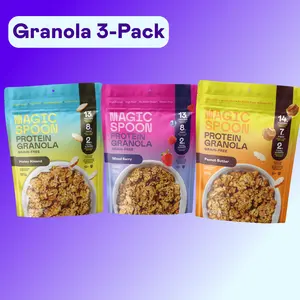 Magic Spoon Protein Granola Variety Pack of 3, High Fiber Breakfast Food, Grain-Free, Gluten-Free Muesli Oatmeal - Peanut Butter, Mixed Berry, Honey Almond