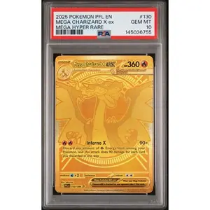 Mega Charizard X GOLD Ex Phantasmal Flames 130/094 PSA 10