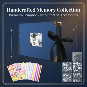 Spiral Bound Scrapbook Album Set, Includes Stickers and Templates, DIY Memory Book with Ribbon Closure and Corner Protectors, Perfect for Weddings, Travel, Birthdays
