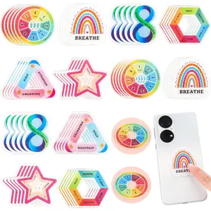 60 Pcs Anxiety Sensory Stickers Reusable Textured Adhesive Mindfulness Fidget Calming Breathing Stickers for Kids & Adults
